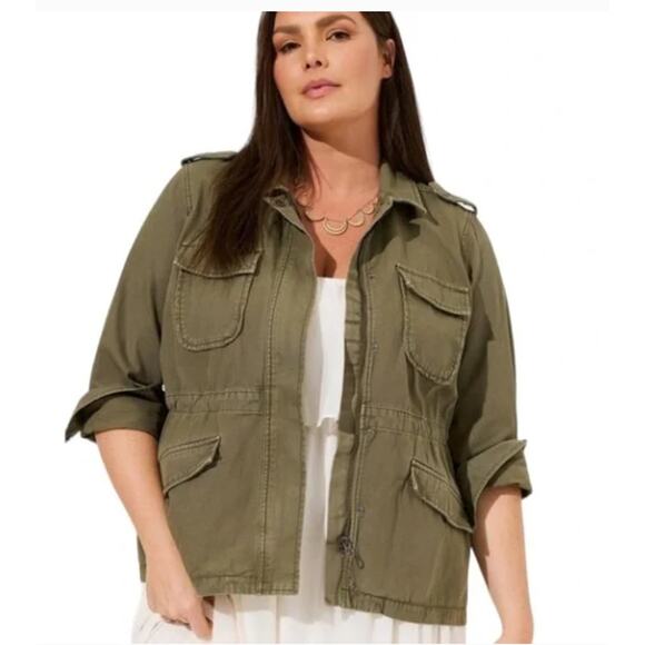 Torrid Jacket Womens Size 1 Anorak Canvas Military Cargo Jacket Grunge Goth Punk - Picture 1 of 10